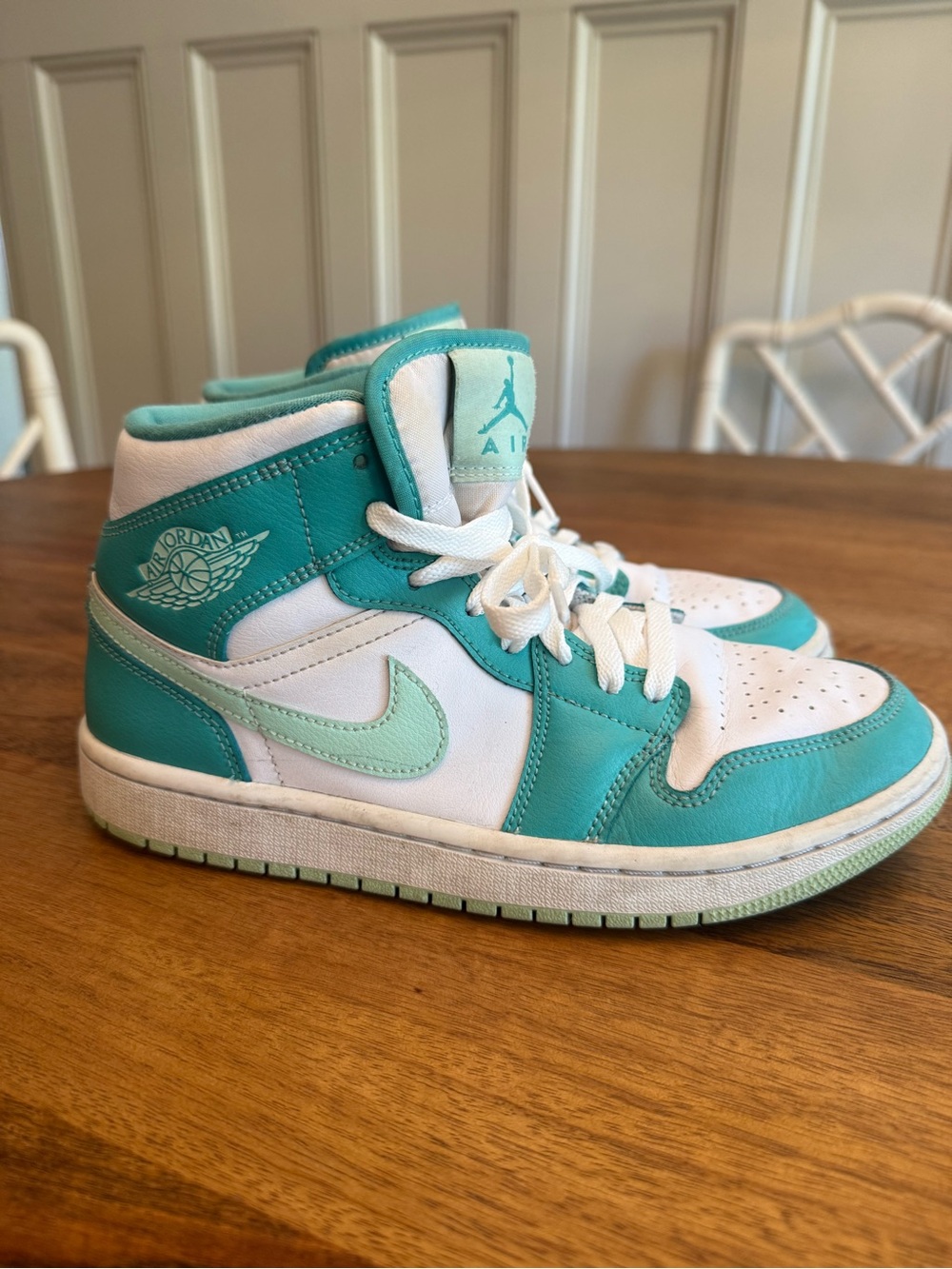 Jordan High-Top Sneakers - White & Teal Mint